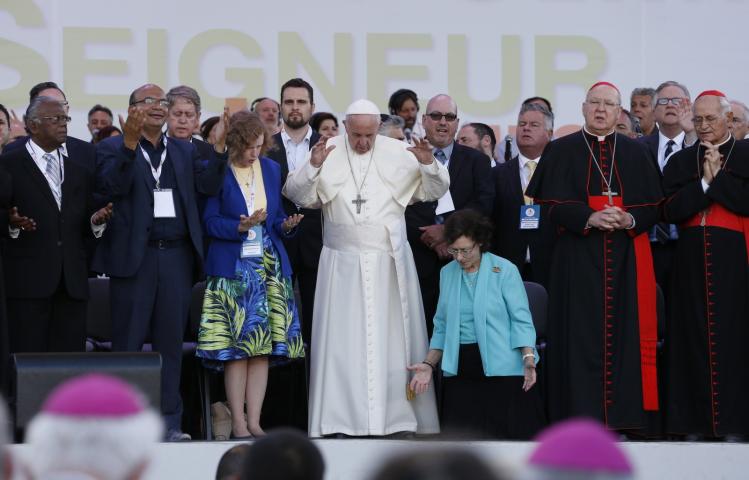 Pope Francis at a Pentecost vigil marking the 50th anniversary of the Catholic Charismatic Renewal / CNS photo