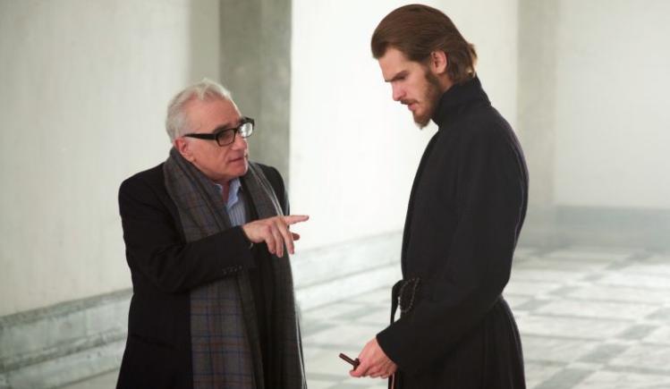 Martin Scorsese, with Andrew Garfield (Fr. Rodrigues) on the set of 'Silence' / photo courtesy Paramount