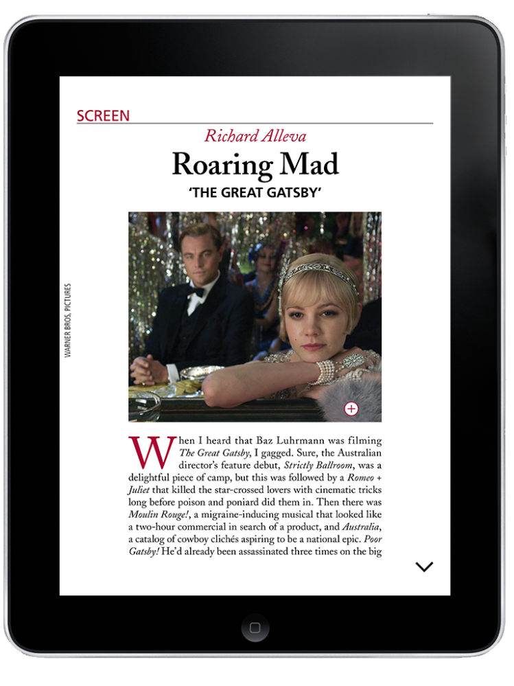 The Great Gatsby screen review in Commonweal Magazine, formatted for iPad