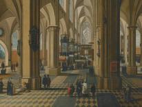 Pieter Neefs the Younger - Interior of a Gothic Church with Figures attending Mass / Wikimedia